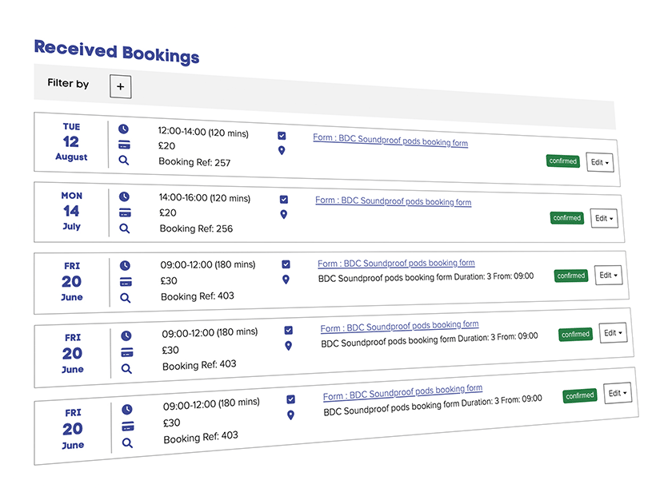 flexible event bookings on a Tablet